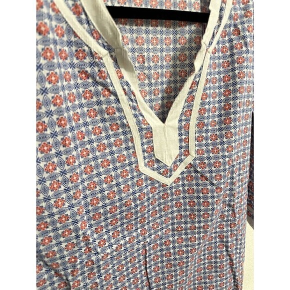 J. Crew Outlet Blouse Size M Womens 100% Cotton 3/4 Sleeve Multicolor Tunic - Picture 3 of 5